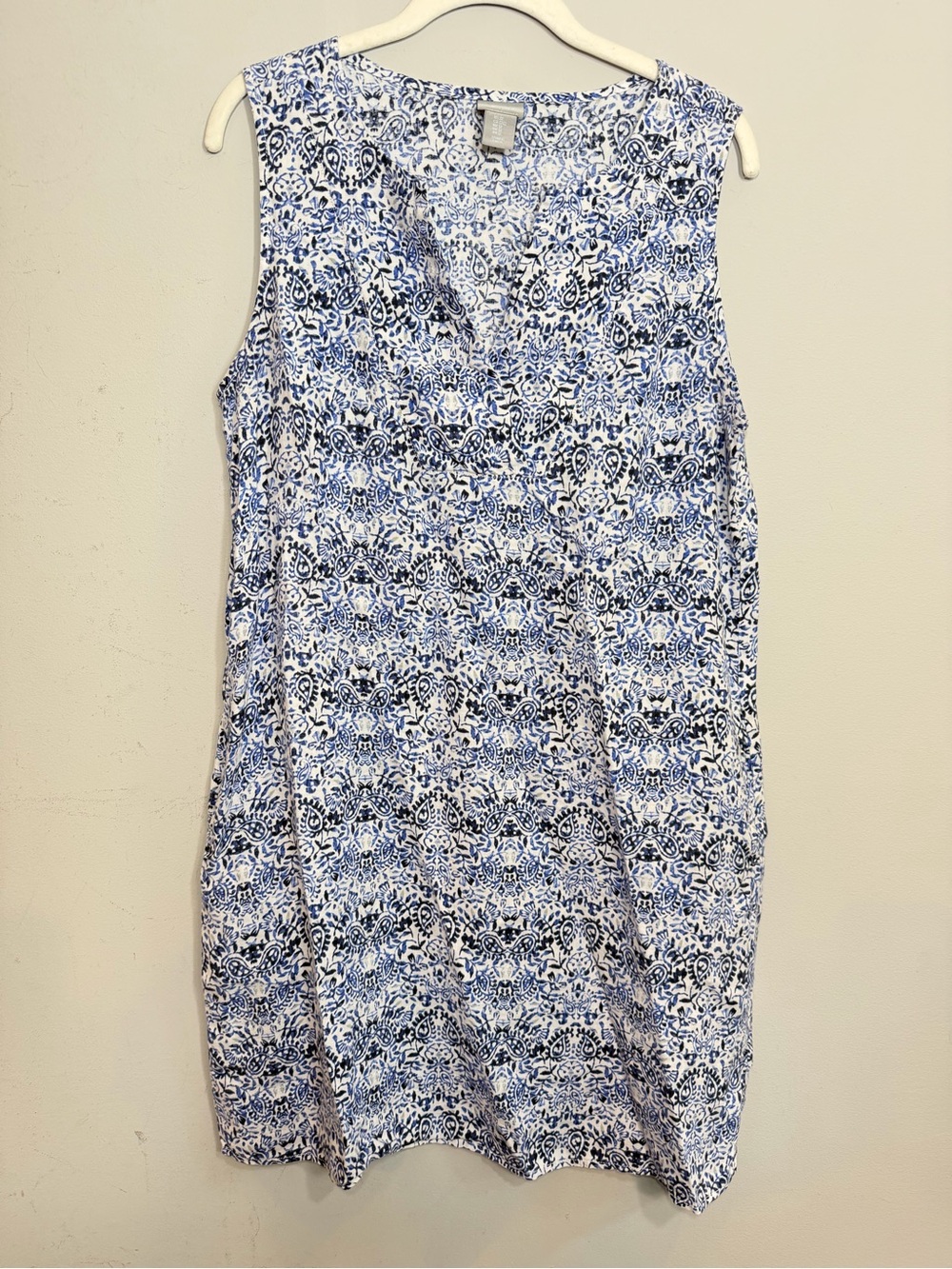 Kenar 100% linen shift sheath dress with pockets size medium